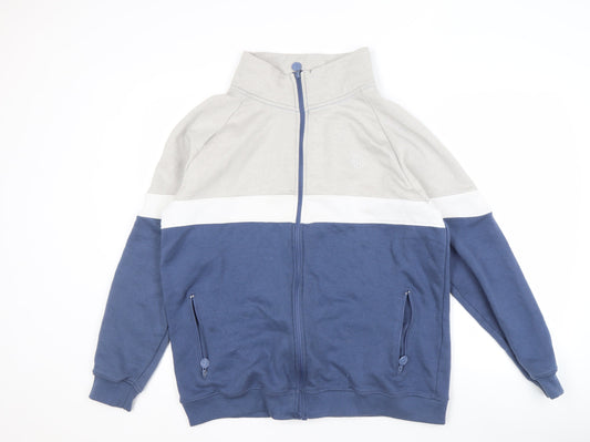 Additional front view of Soul Star Men's Blue Track Jacket in L Colourblock Style