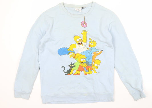 Zara Men's Blue Simpsons Graphic Sweatshirt M