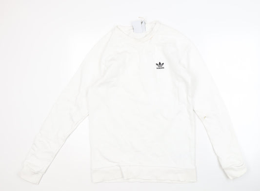 Mens UK Size S adidas White Pullover Sweatshirt