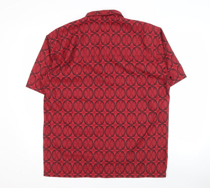 Quiksilver Men's Red Geometric Short Sleeve Shirt M