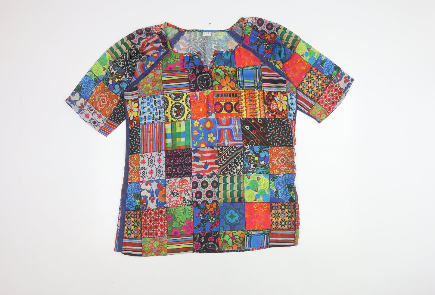Cotton Traders Women's Patchwork Multicoloured Top Size 14