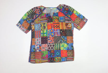 Cotton Traders Women's Patchwork Multicoloured Top Size 14