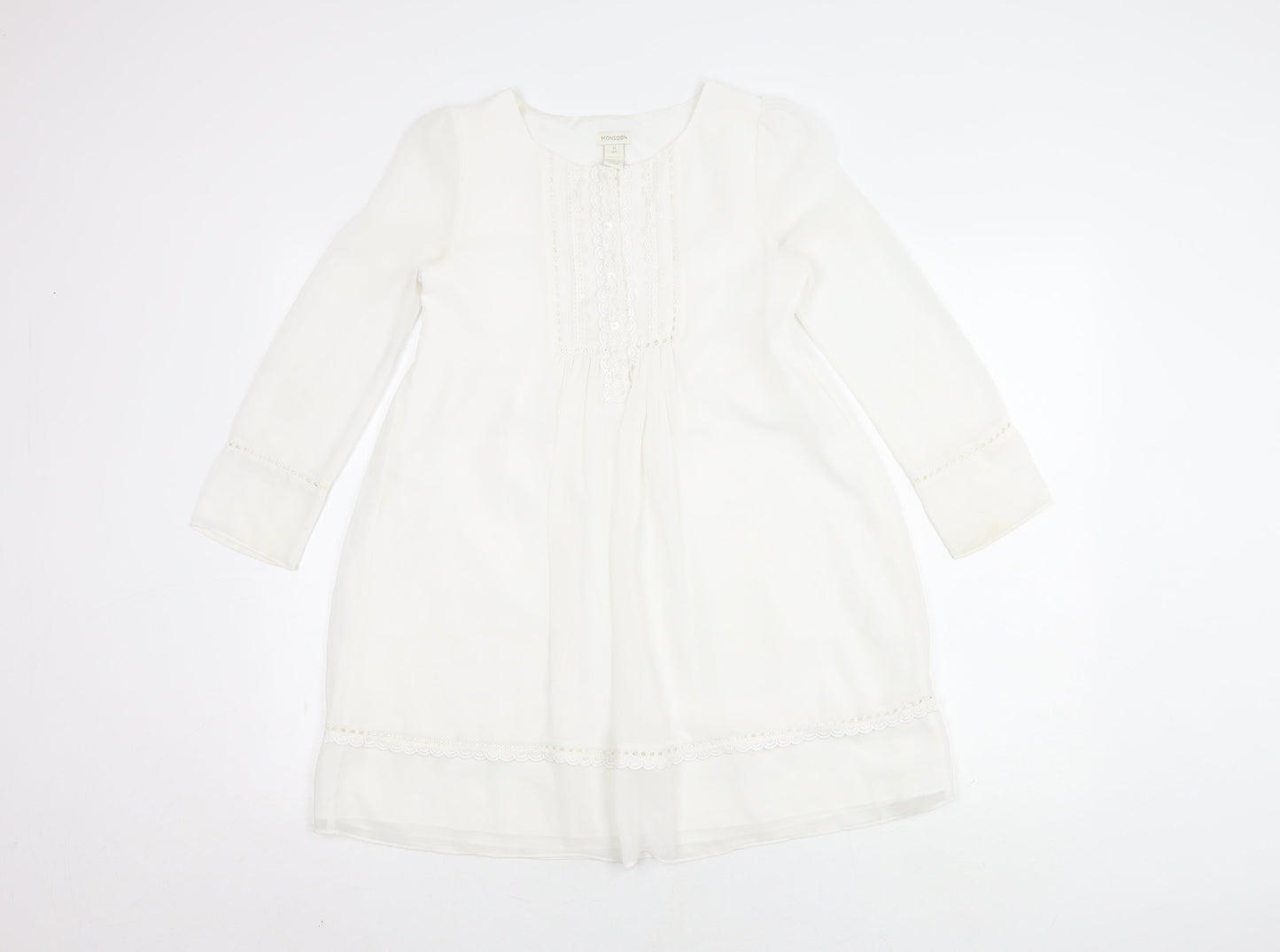 Monsoon Girls Ivory Long Sleeve Dress 11 Years