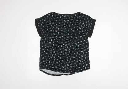 Oasis Women's Black Tunic T-Shirt, M, Animal Print