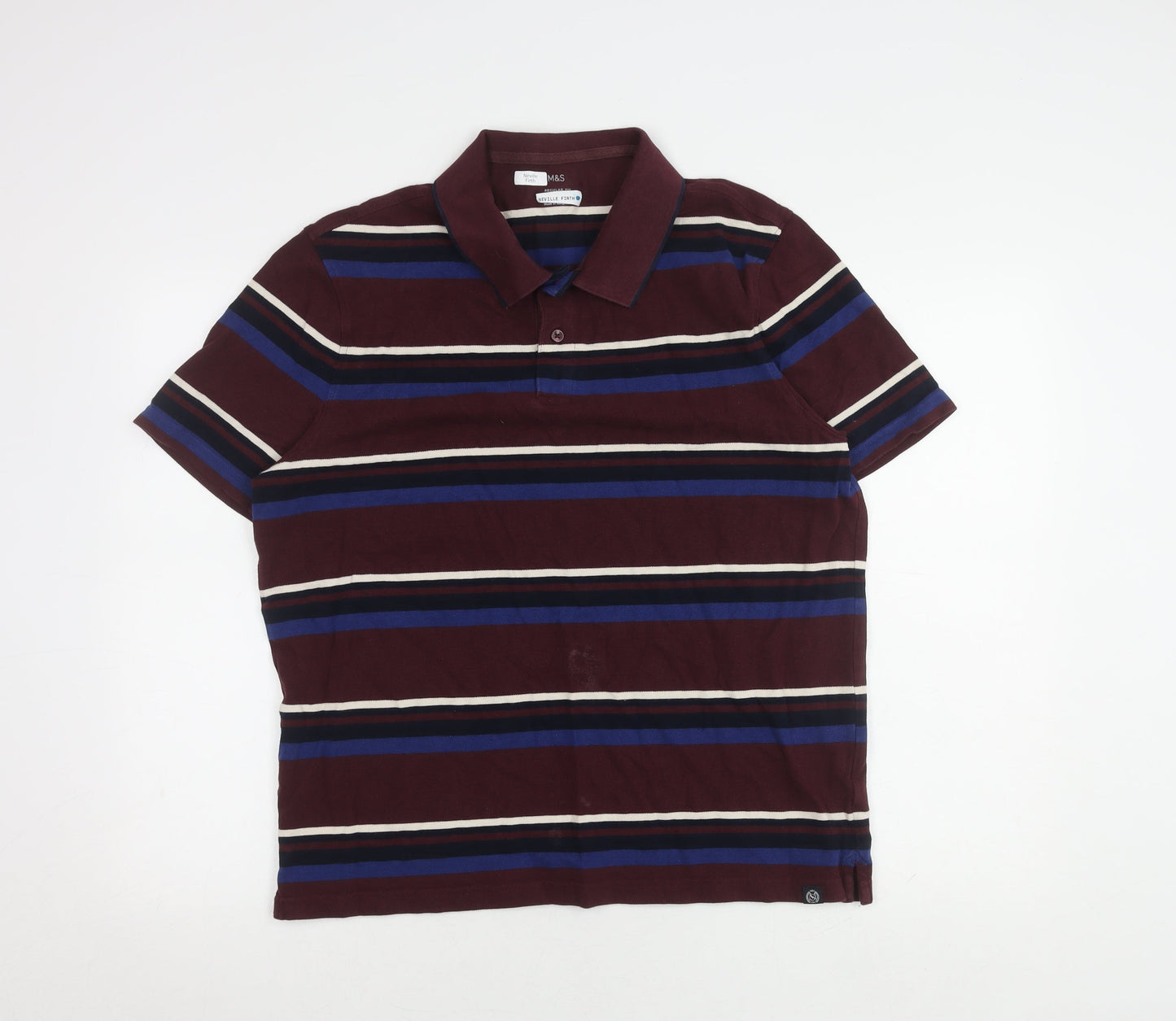 Marks and Spencer Men's XL Red Striped Polo