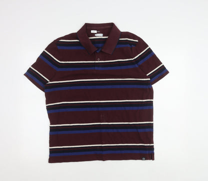 Marks and Spencer Men's XL Red Striped Polo