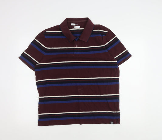 Marks and Spencer Men's XL Red Striped Polo