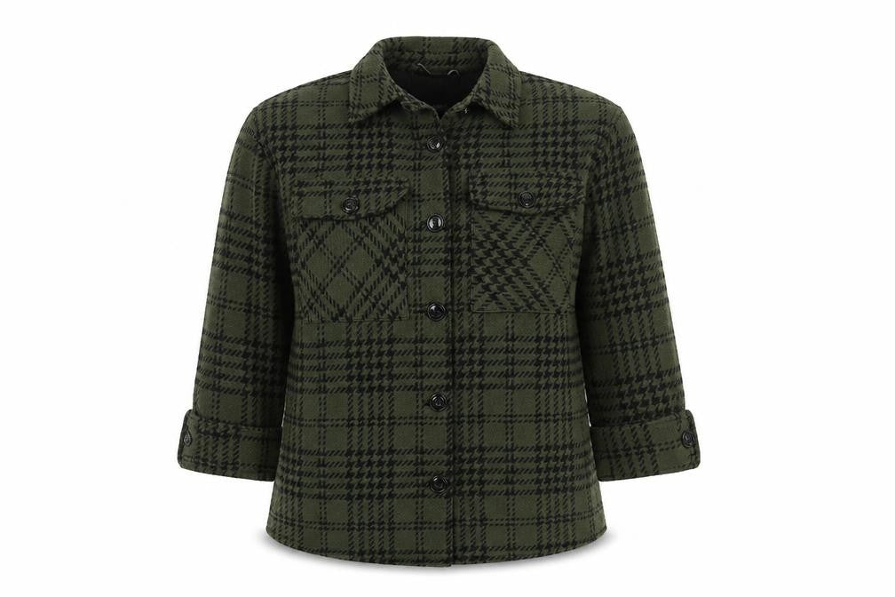 Pull & Bear Women's Green Check Jacket, Size S, Casual Wear