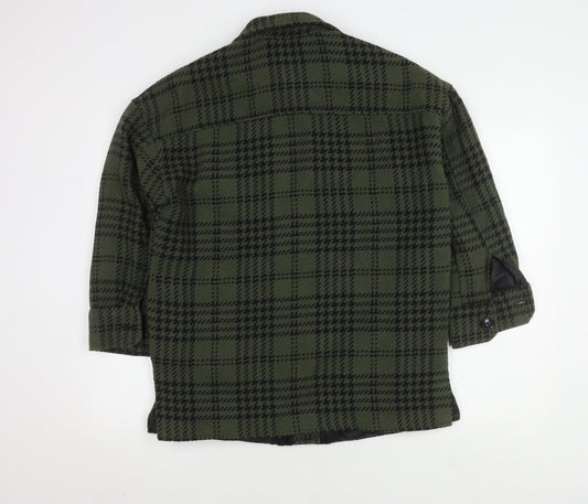 Pull & Bear Women's Green Check Jacket, Size S, Casual Wear