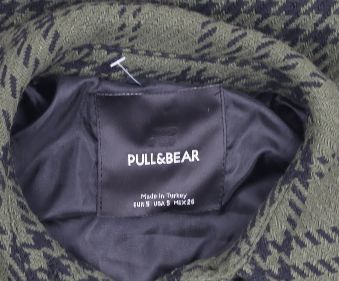Pull & Bear Women's Green Check Jacket, Size S, Casual Wear