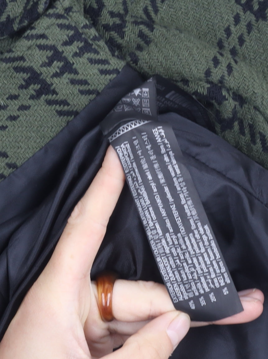 Pull & Bear Women's Green Check Jacket, Size S, Casual Wear