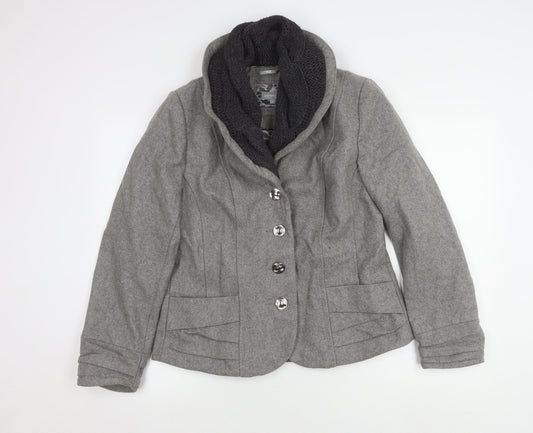 Per Una Women's Grey Wool Blend Coat Size 16