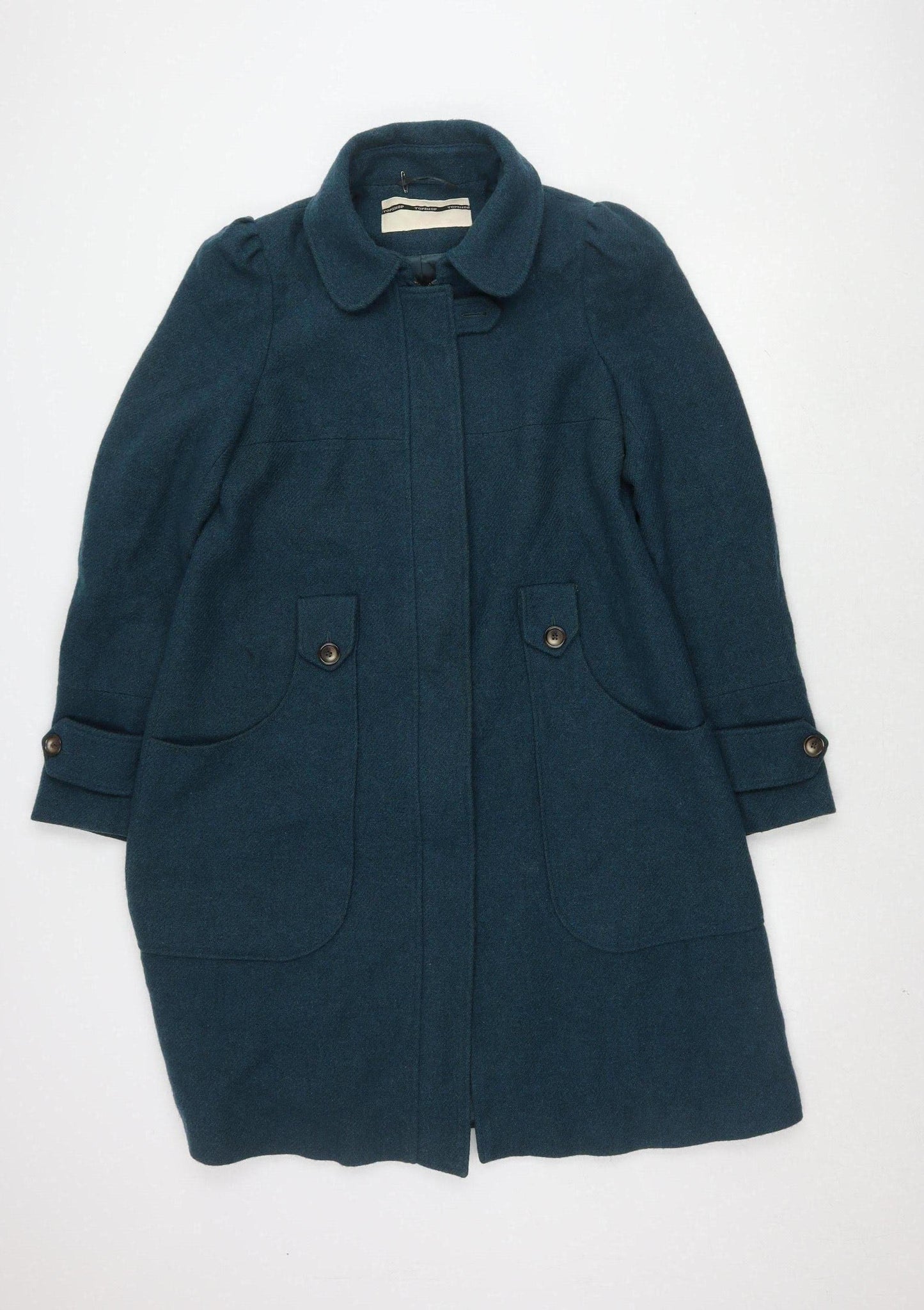 Womens UK Size 14 Topshop Blue Pea Coat