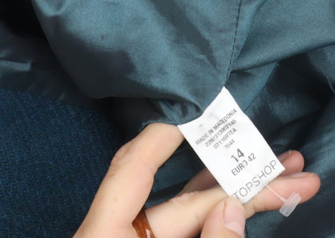 Womens UK Size 14 Topshop Blue Pea Coat