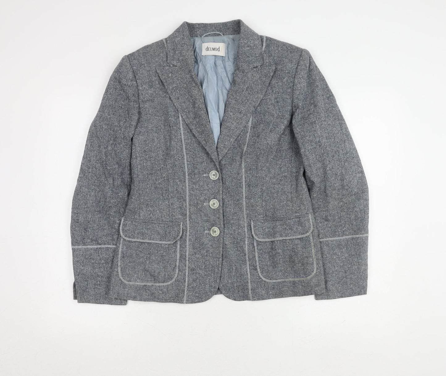 Delmod Women's Grey Blazer, Size 12, Classic Fit