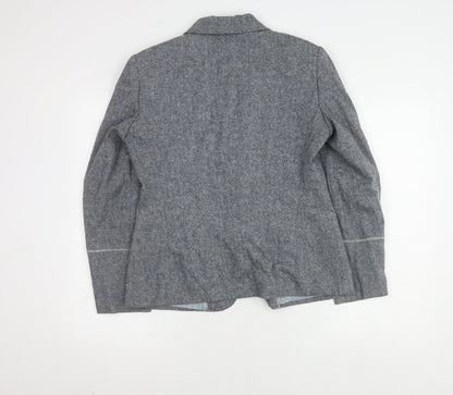 Delmod Women's Grey Blazer, Size 12, Classic Fit