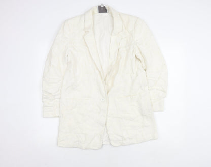 Joie Women's White Blazer, Size 8, Lined Notch Lapel