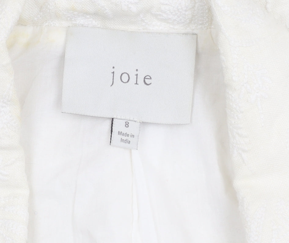 Joie Women's White Blazer, Size 8, Lined Notch Lapel