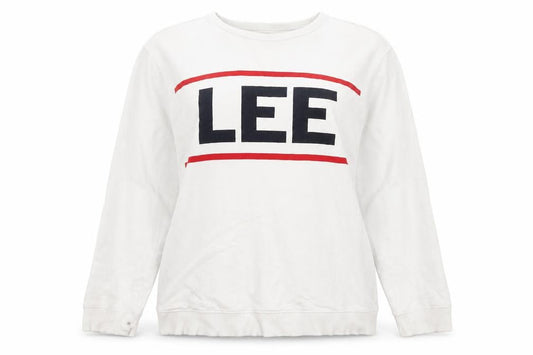 Front view of Lee unisex adults white xl logo sweatshirt