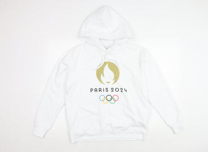 Unisex White Olympic Logo Hoodie S