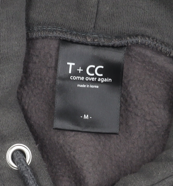 T + CC Men's Grey Pullover Hoodie M Hooded Logo