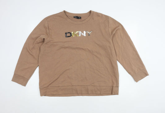 DKNY Women's Brown Pullover Sweatshirt XL