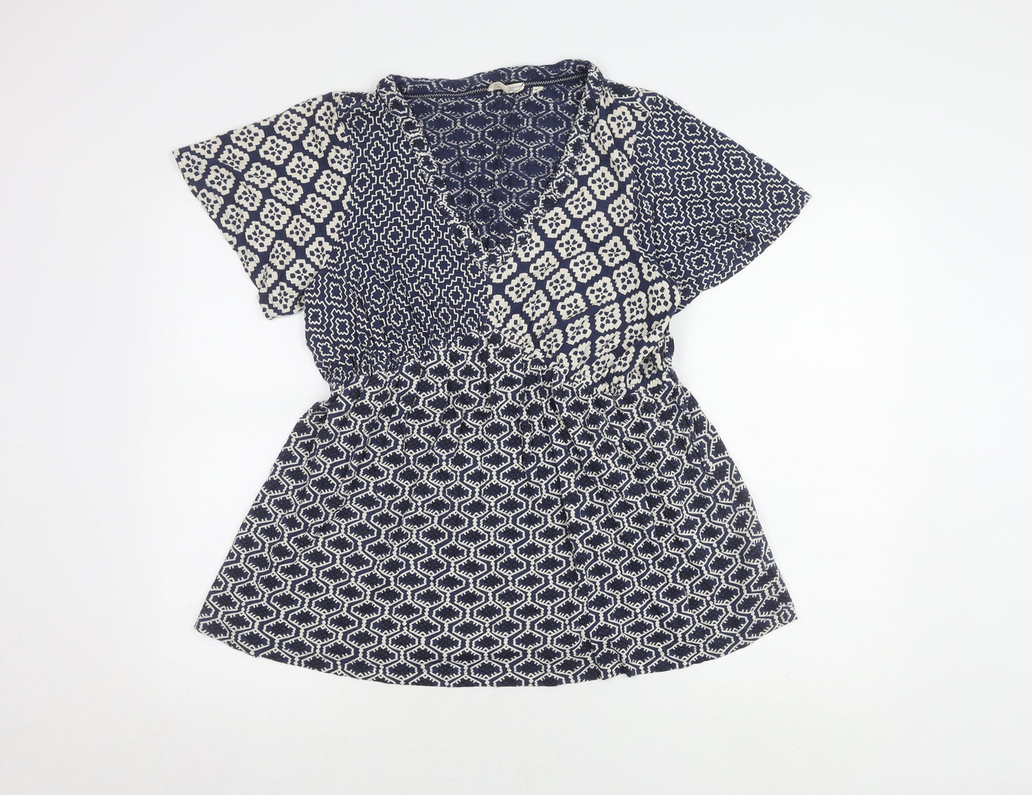 Womens UK Size 12 Fat Face Blue Tunic Blouse