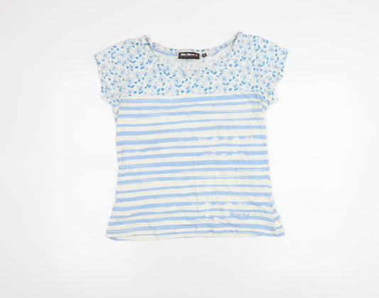 Peter Storm Women's Blue Floral Striped T-Shirt Size 12