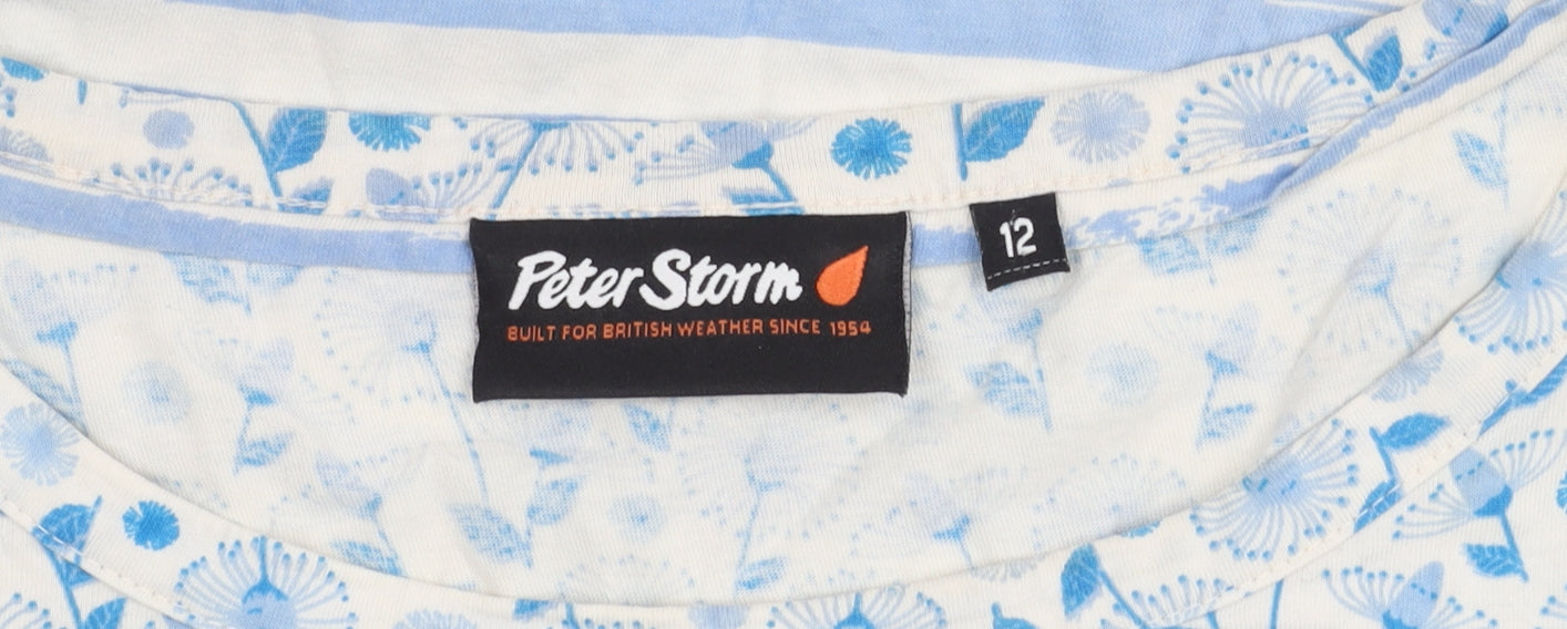 Peter Storm Women's Blue Floral Striped T-Shirt Size 12