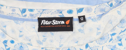 Peter Storm Women's Blue Floral Striped T-Shirt Size 12