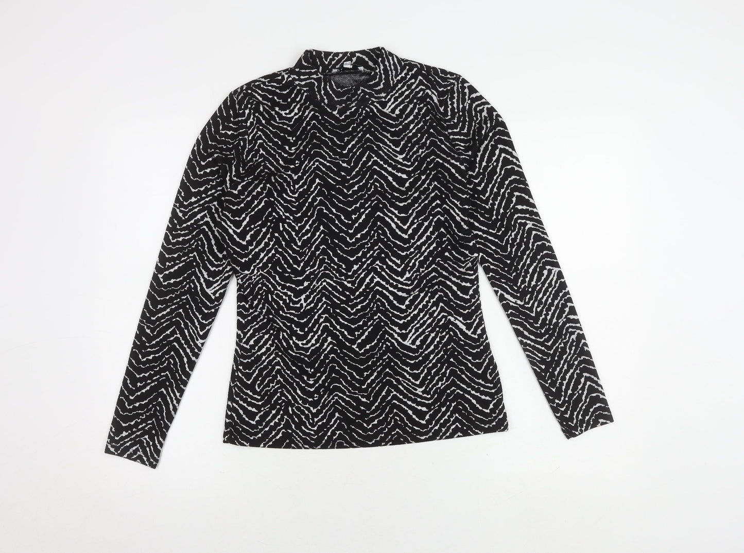 Womens UK Size 10 Warehouse Black Basic T-Shirt