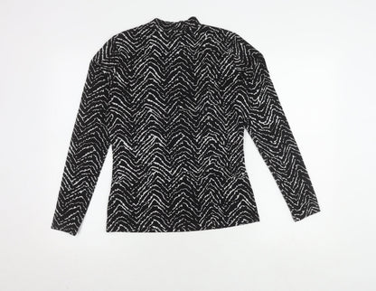 Womens UK Size 10 Warehouse Black Basic T-Shirt