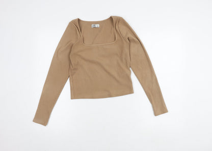 Womens UK Size L Hollister Beige Basic T-Shirt