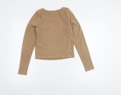 Womens UK Size L Hollister Beige Basic T-Shirt