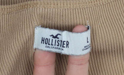 Womens UK Size L Hollister Beige Basic T-Shirt