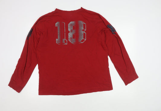 Reebok Men's Red Long Sleeve T-Shirt, Size L