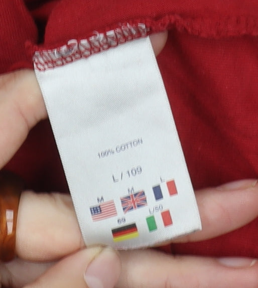 Reebok Men's Red Long Sleeve T-Shirt, Size L