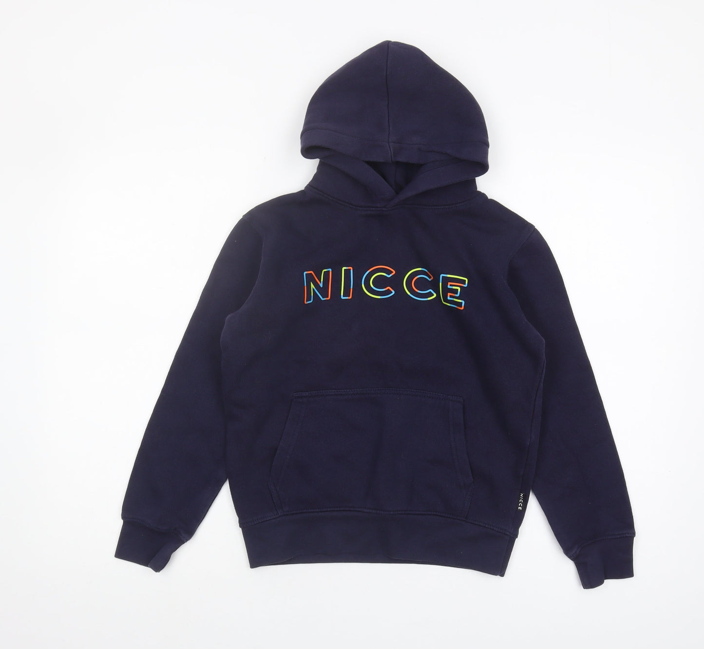 NICCE Boys Blue Pullover Hoodie, Size 9-10, Logo Accent