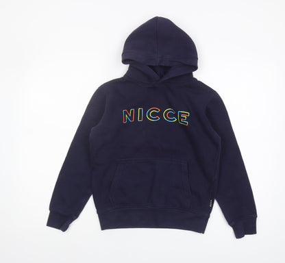 NICCE Boys Blue Pullover Hoodie, Size 9-10, Logo Accent