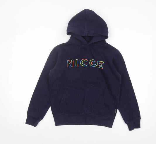NICCE Boys Blue Pullover Hoodie, Size 9-10, Logo Accent