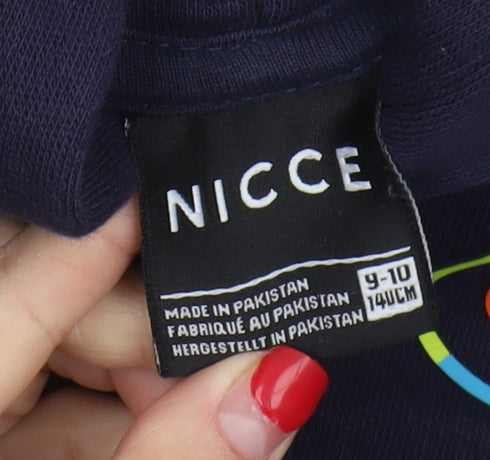 NICCE Boys Blue Pullover Hoodie, Size 9-10, Logo Accent