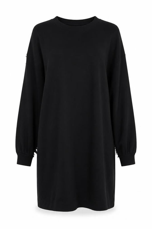 Front view of Oliver Bonas Black Feather Accented Dress, size 12