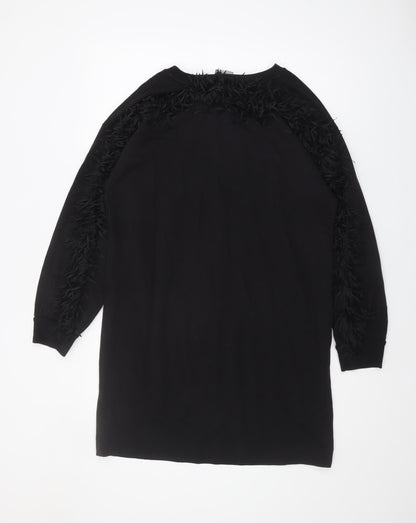 Oliver Bonas Black Feather Accented Dress Size 12