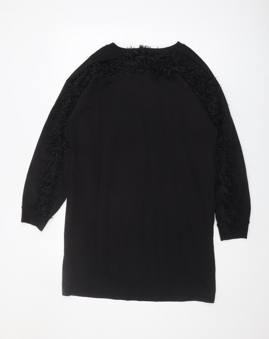 Oliver Bonas Black Feather Accented Dress Size 12