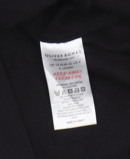 Oliver Bonas Black Feather Accented Dress Size 12