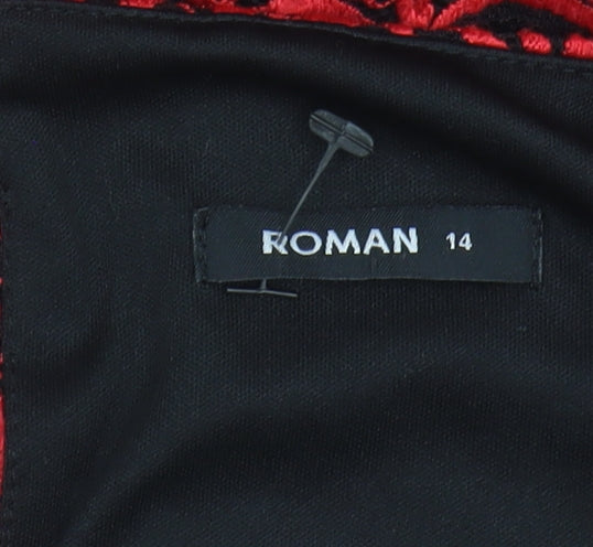 Roman Women's Red Sleeveless Dress in Size 14