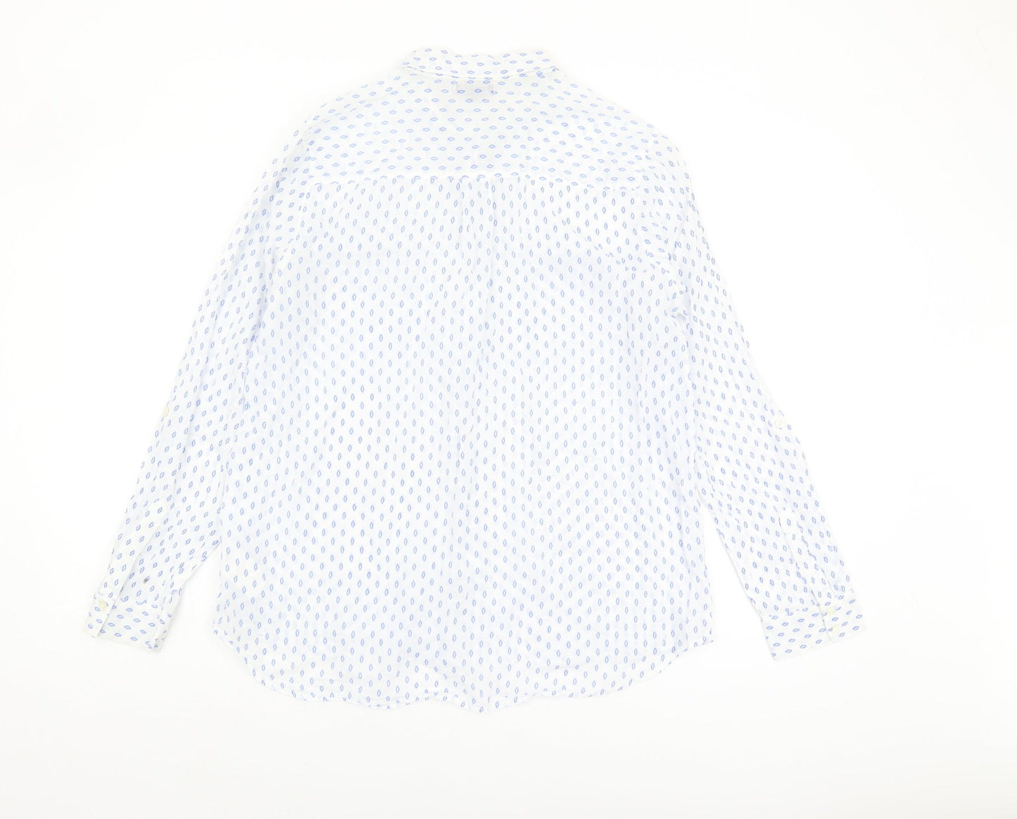 Gap Women's White Button-Up Shirt, M, Geometric Pattern