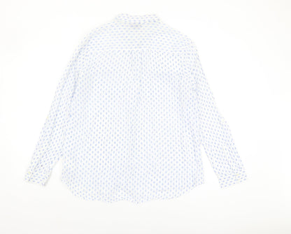 Gap Women's White Button-Up Shirt, M, Geometric Pattern