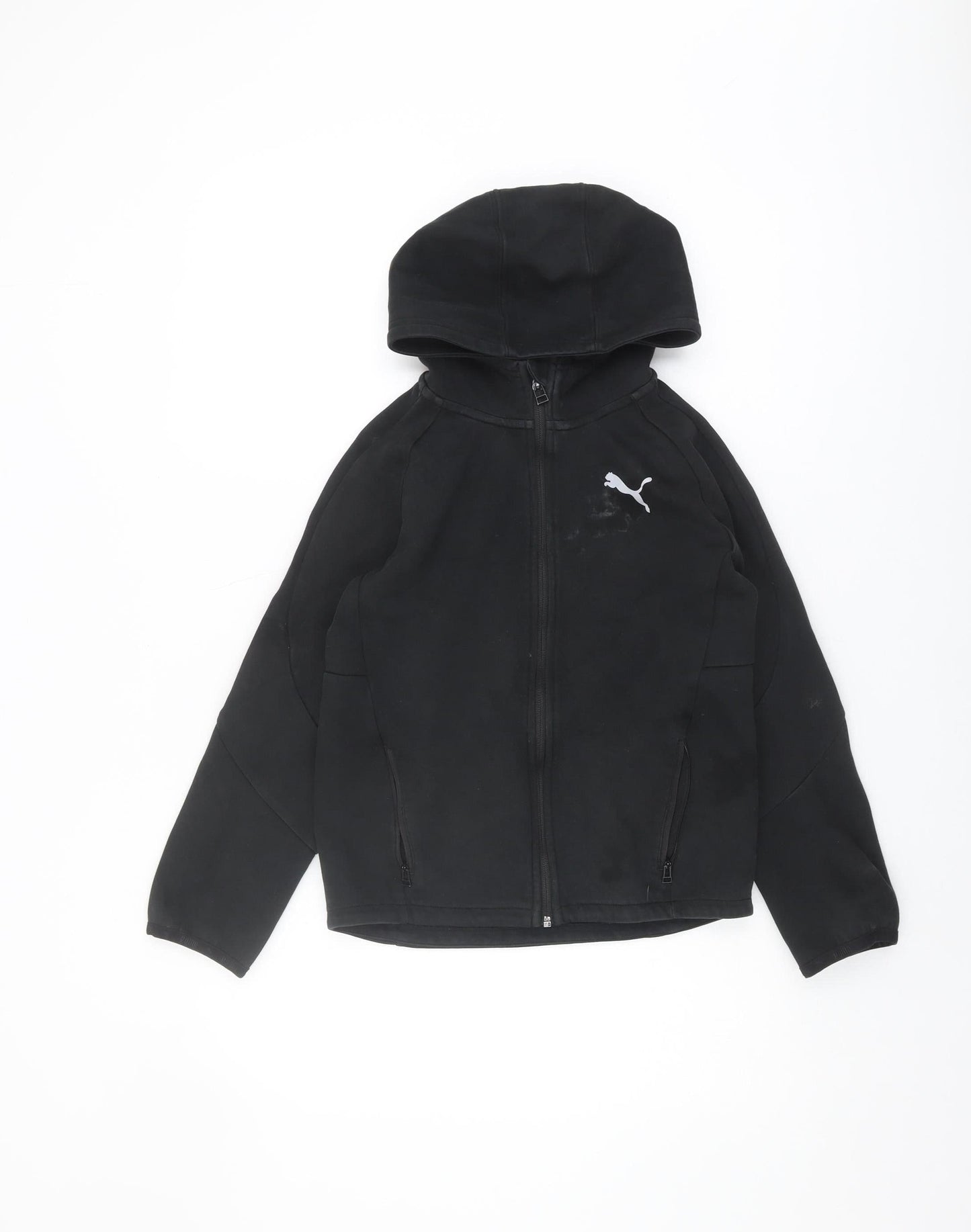Puma Boys Black Full Zip Hoodie 11-12 Years Hooded Logo