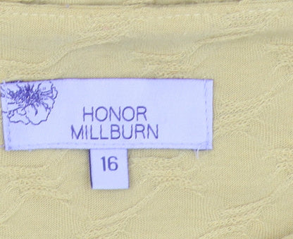 Womens UK Size 16 Honor Millburn Yellow Basic Blouse
